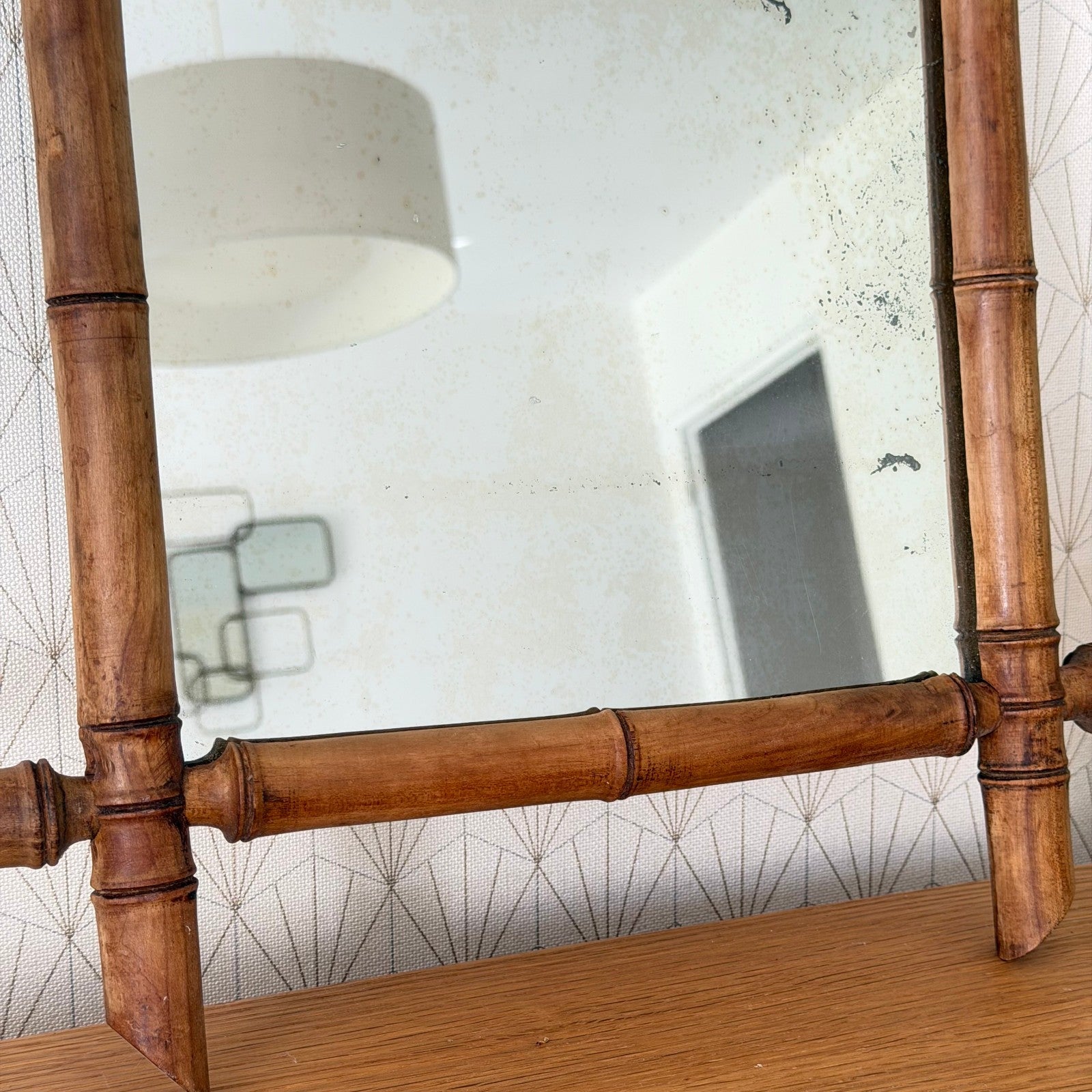 Vintage French wood faux bamboo WALL-HANGING MIRROR 0210253 Fleamarketfrance : French vintage and antique decor