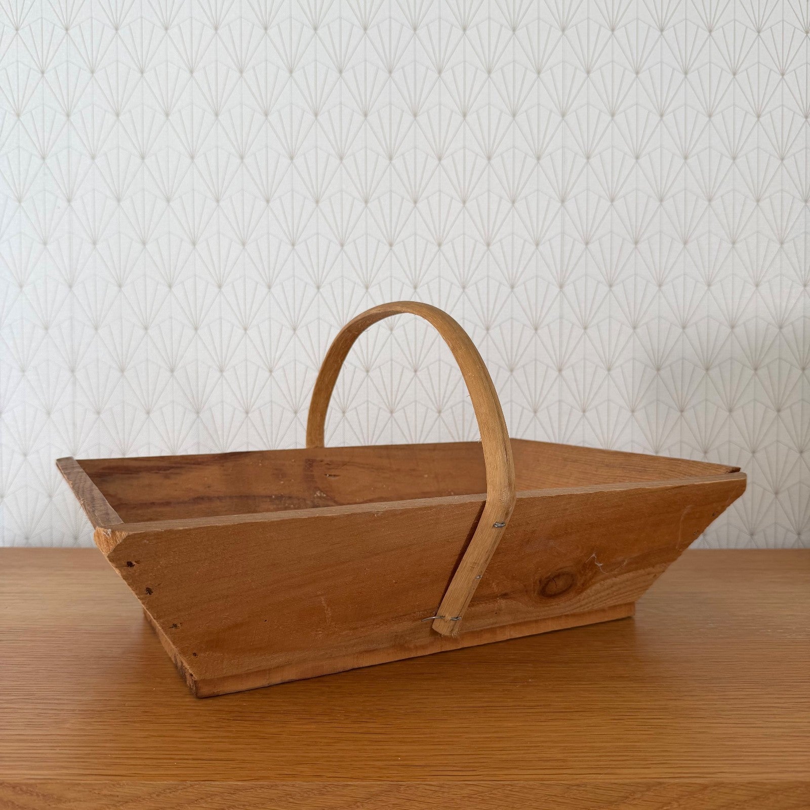 French Harvest Basket Vintage Wooden Market Gathering Trug Rustic 0302264 Fleamarketfrance