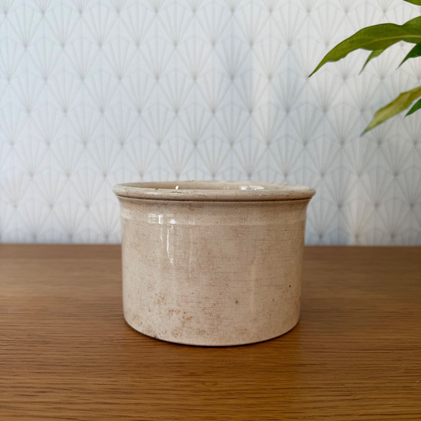Antique French Confit Pot Creil Montereau Crackle Glaze Ceramic 1006263
