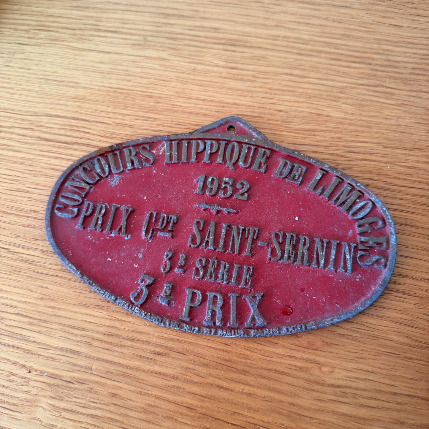 French Vintage Horse Trophy Plaque 1952 Limoges Competition 08022610 Fleamarketfrance