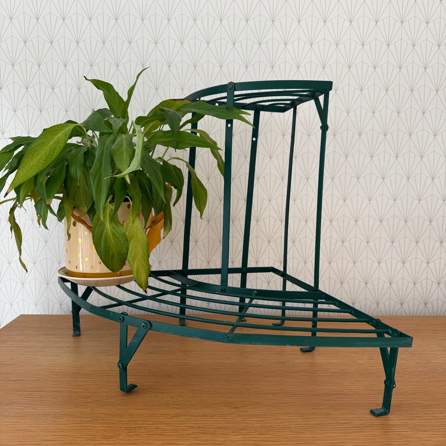 Vintage French Plant Stand Metal Green Two Tier Garden Display 0301253 Unbranded