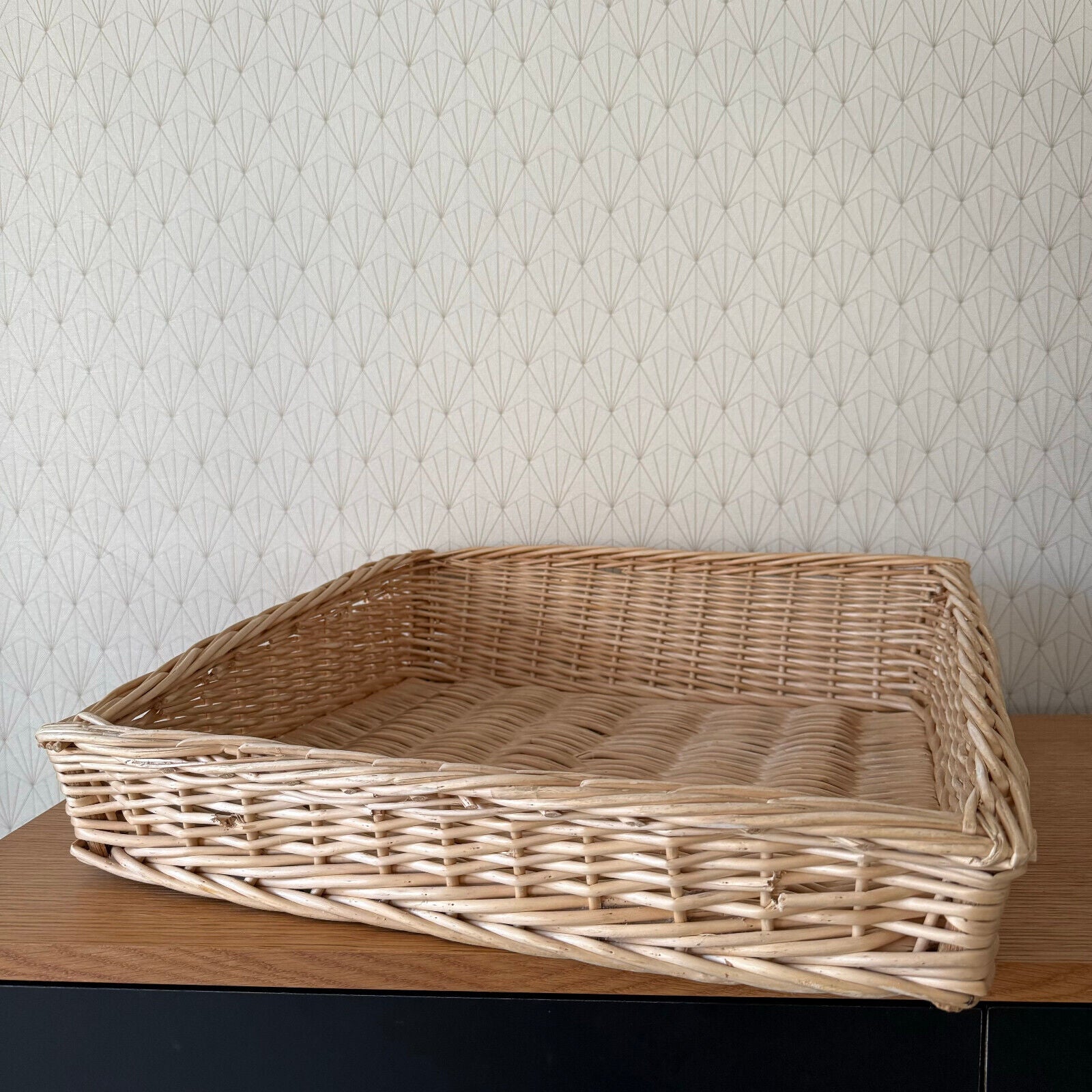 Vintage French Wicker Basket Vintage rattan bakery display bread 0901251 - Fleamarketfrance