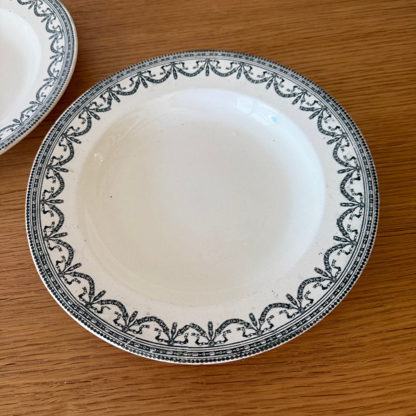 French Ironstone Soup Plates Garland Louis XVI Salins 19th Century 0505257 salins