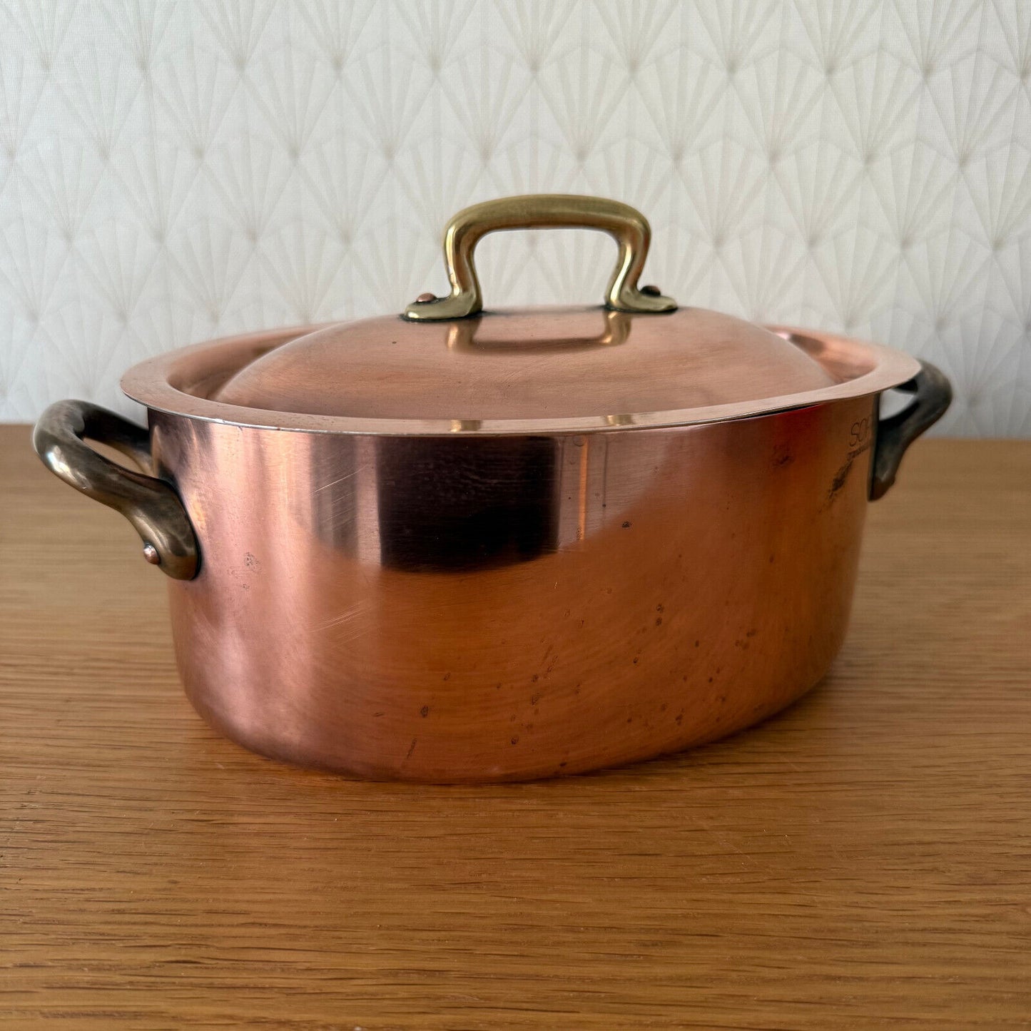 Vintage French stock pot Vtg Copper Cookware made in france 8 1/2" 0304258