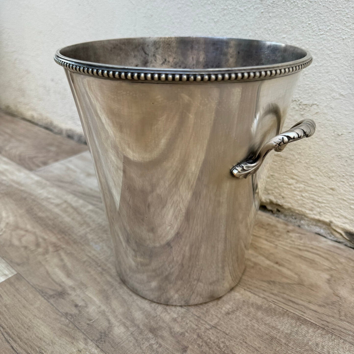 Vintage French Champagne Silverplate Ice Bucket Cooler Pearl 1012241 - Fleamarketfrance