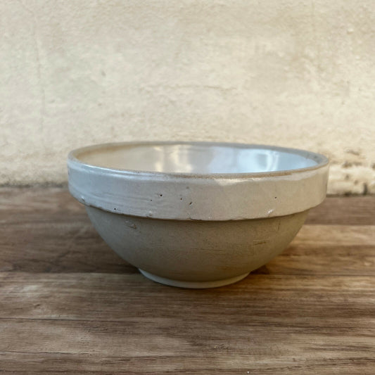 French Stoneware Mixing Bowl Vintage Cream Glazed Kitchen 7.25" 2901222 Unbranded
