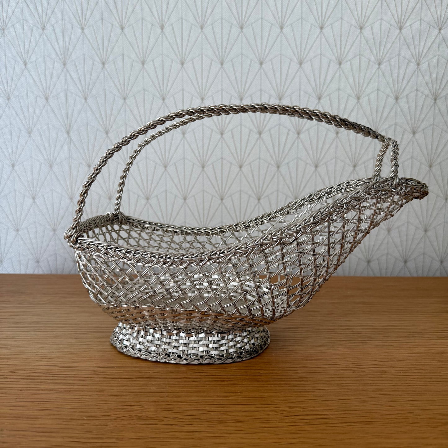 vintage french wine silver plated basket bottle holder 12062516 Handmade