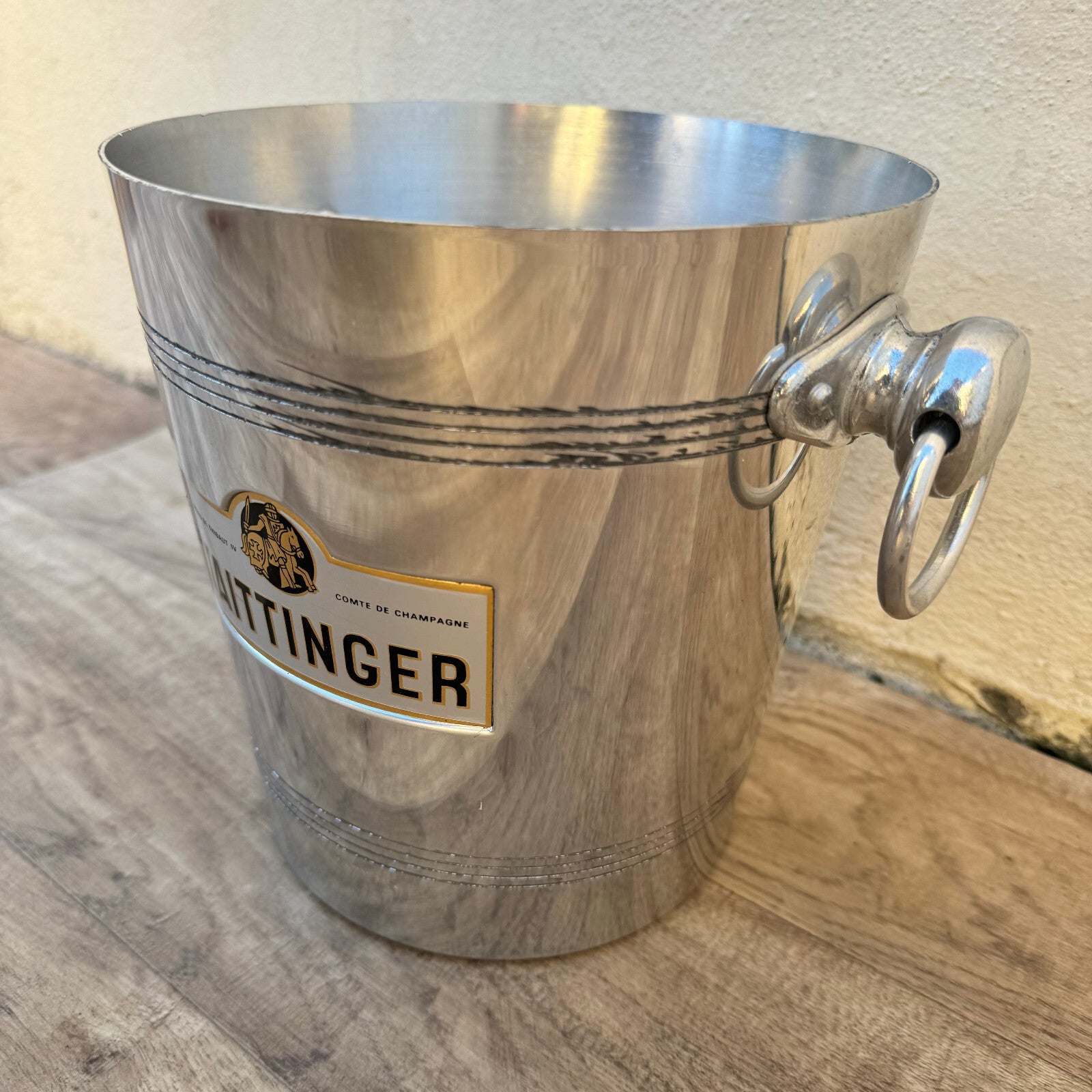 Vintage French Taittinger Champagne Bucket Stainless Steel Ice Cooler 0408252 MA&DE