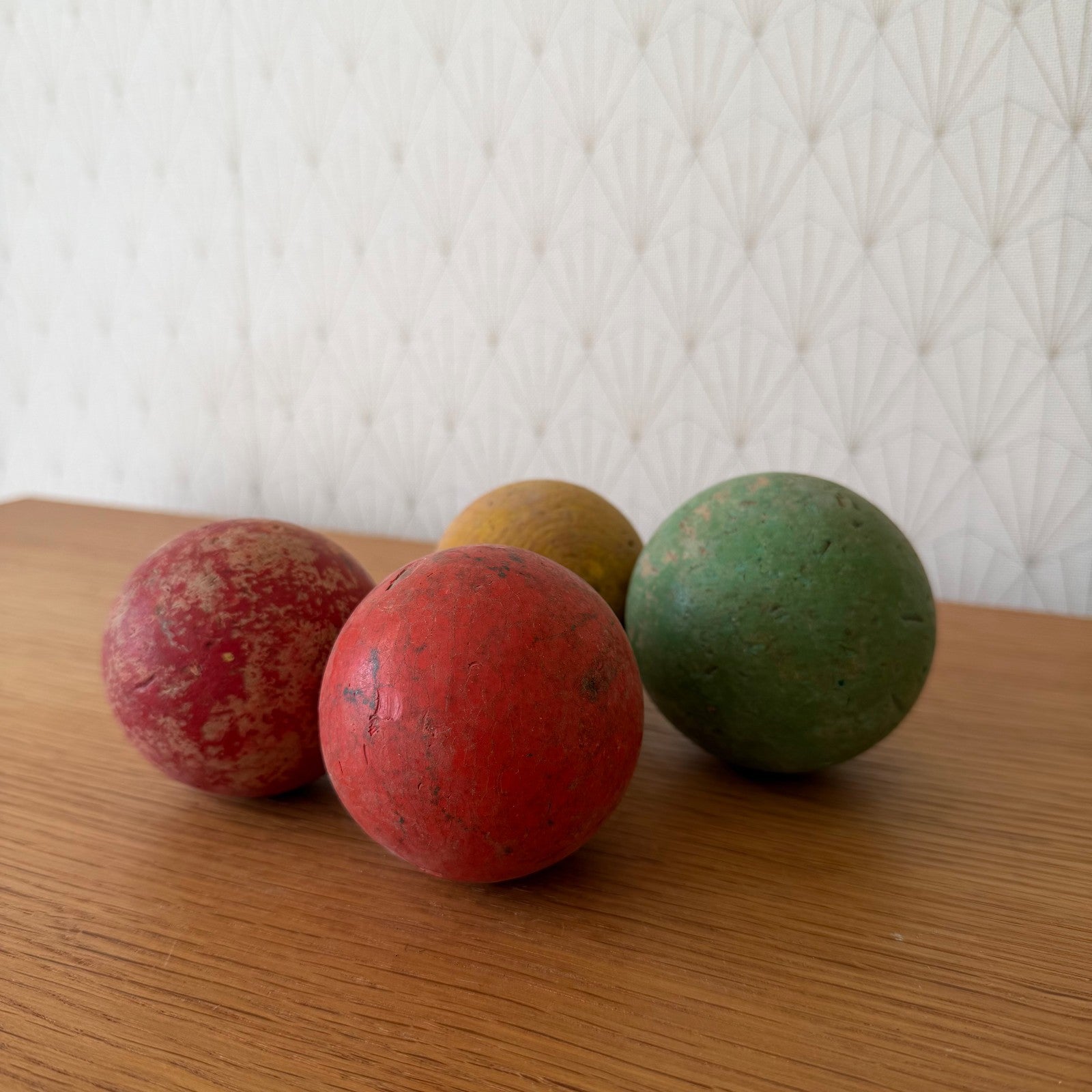 Vintage Wooden Balls Colorful French Mid Century Decorative Set 4pc 1812254 Unbranded