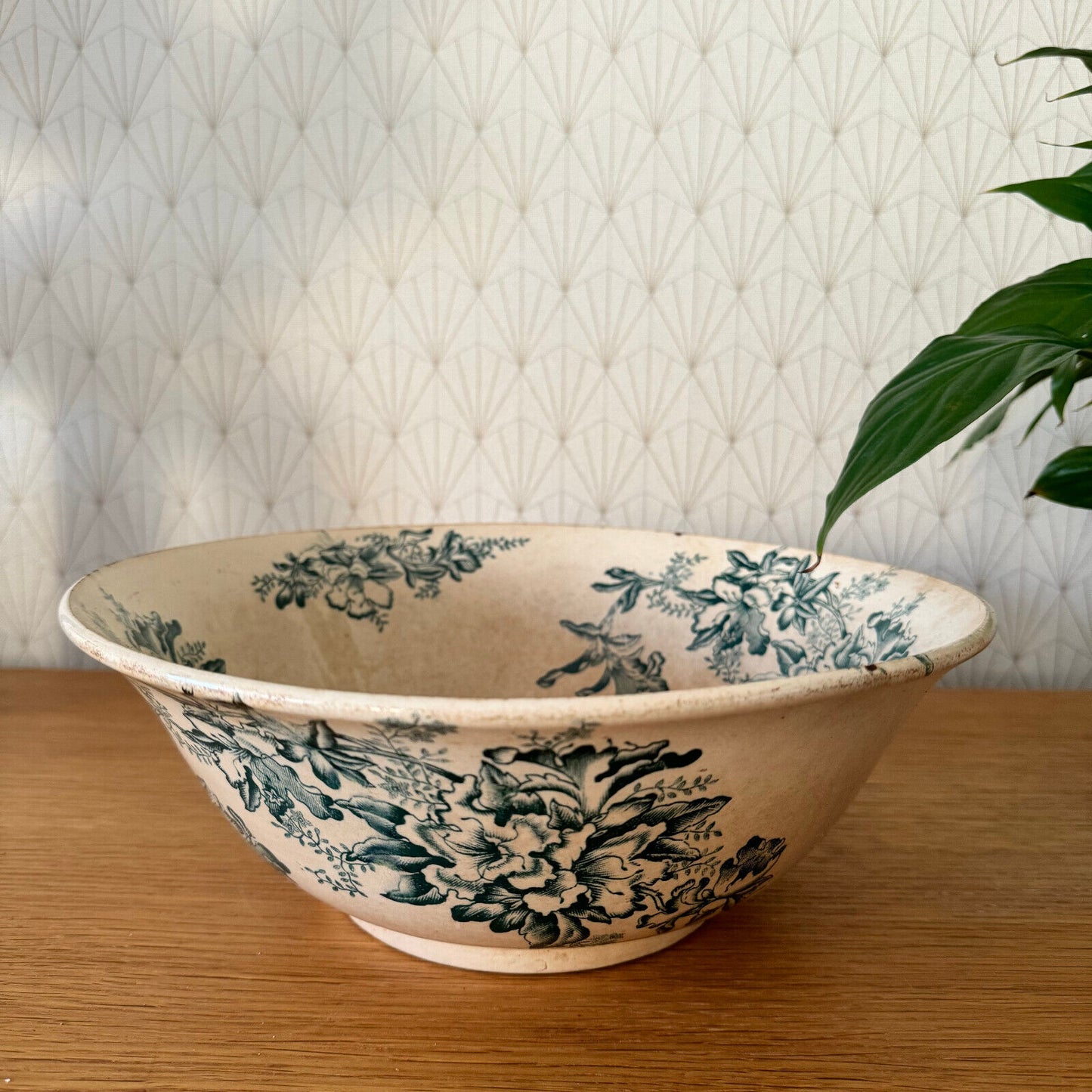 Vintage White Ironstone Bowl fruits Patina French Farmhouse Floral  0703248 - Fleamarketfrance