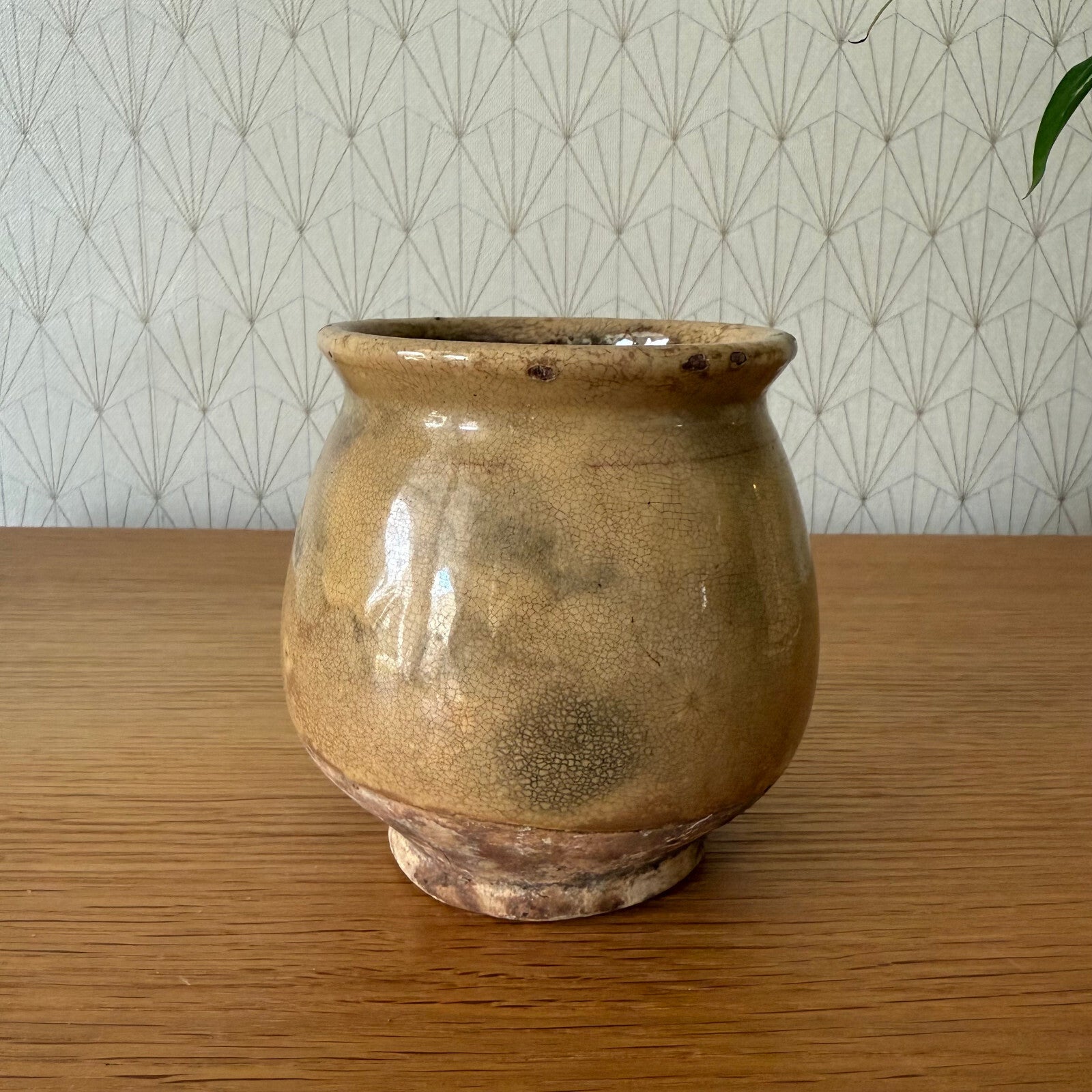 HANDMADE GLAZED BROWN YELLOW ANTIQUE FRENCH HONEY POT 2904258 Unmarked