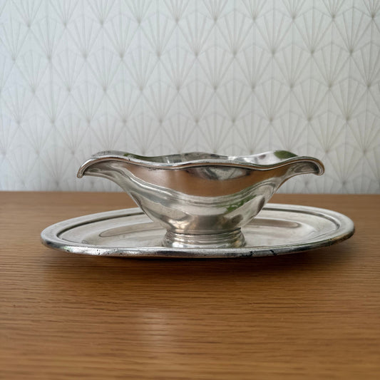 Vintage French Gravy Boat Saucer Silverplate 2608257