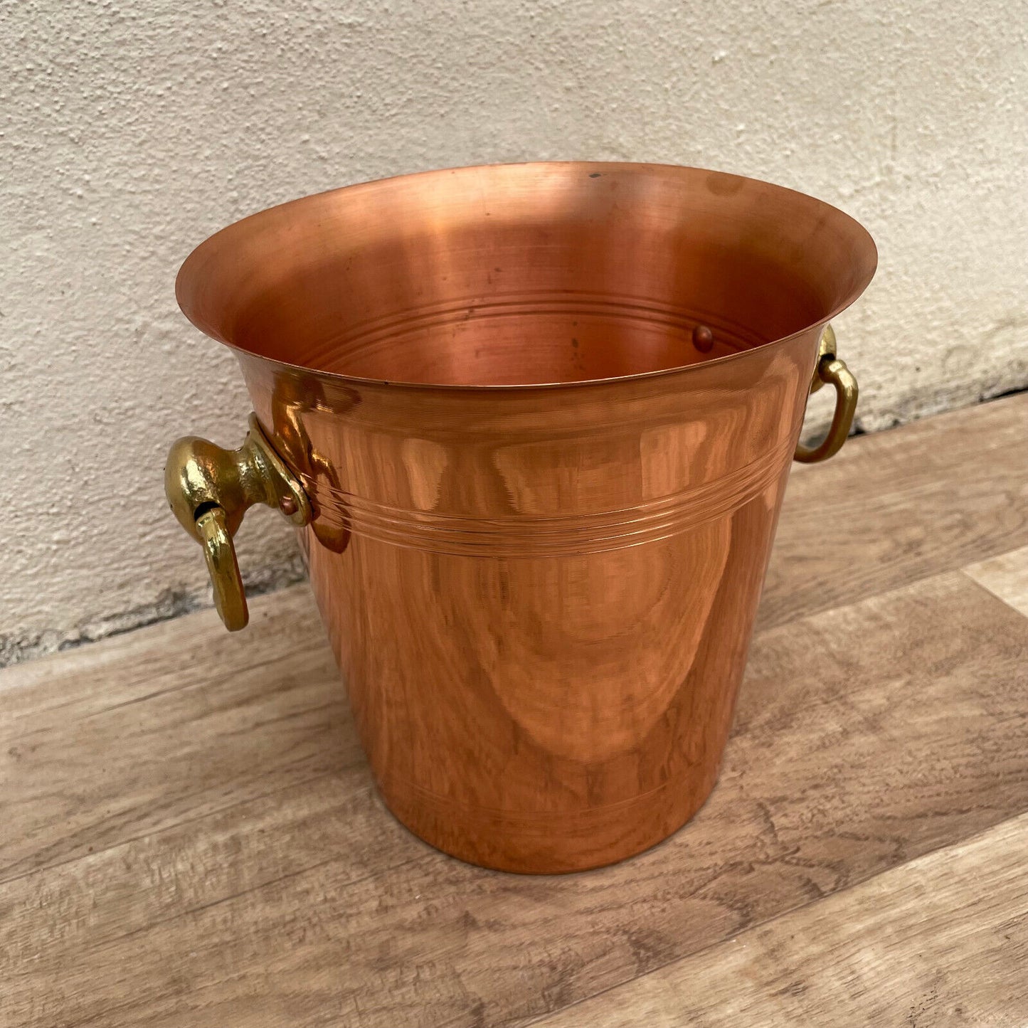 Vintage French Champagne Copper Bucket Lined Villedieu 2404241