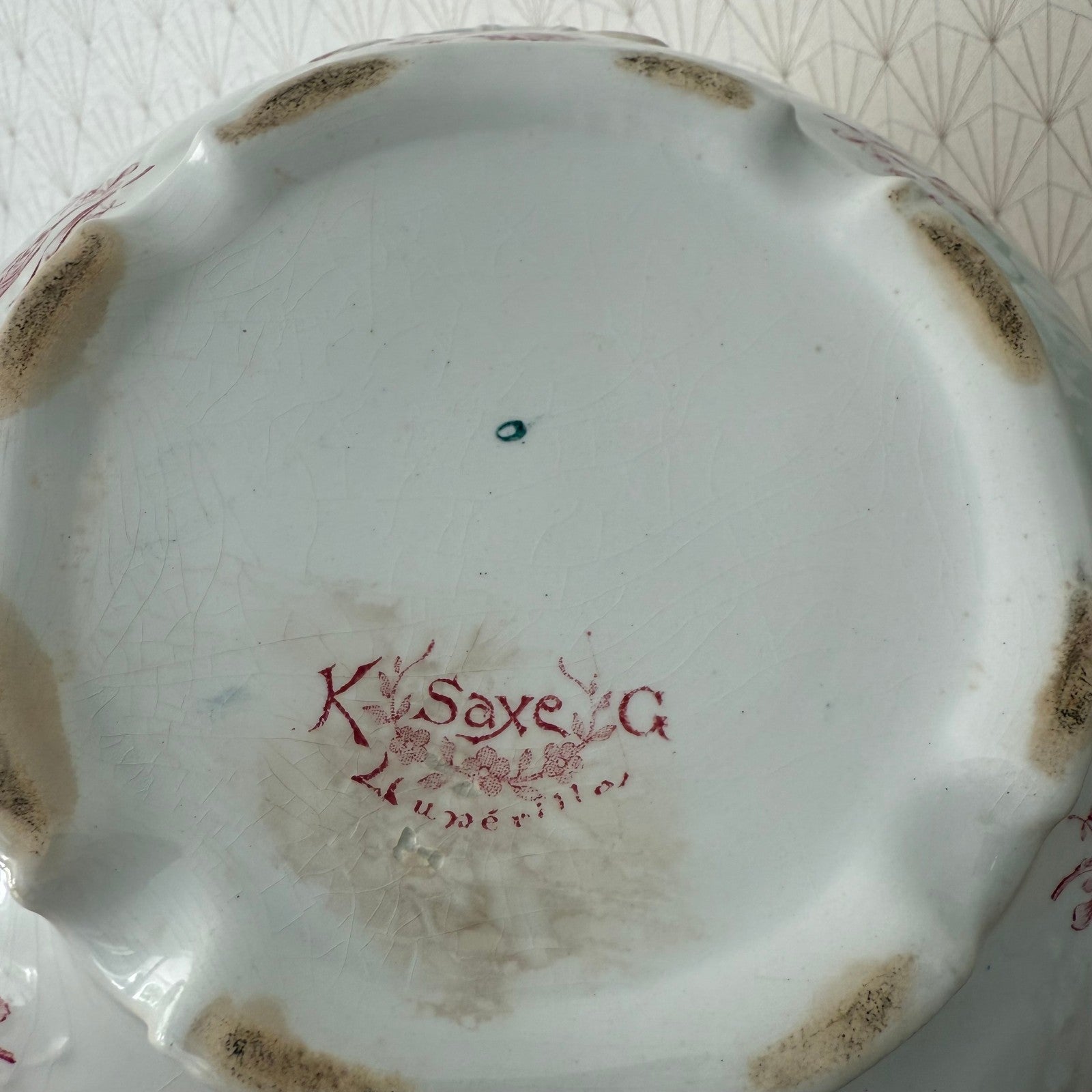 French Luneville Tureen Pink Floral Transferware Earthenware Bowl 03092510 Luneville