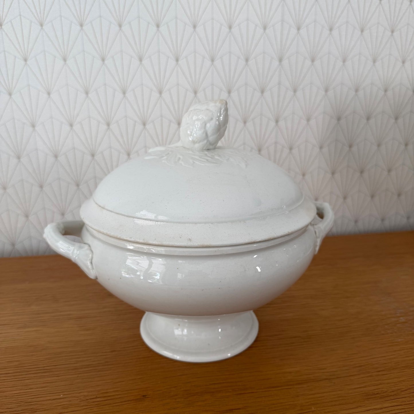 Antique French Soup Tureen White Ceramic Footed Bowl 1408263 Fleamarketfrance