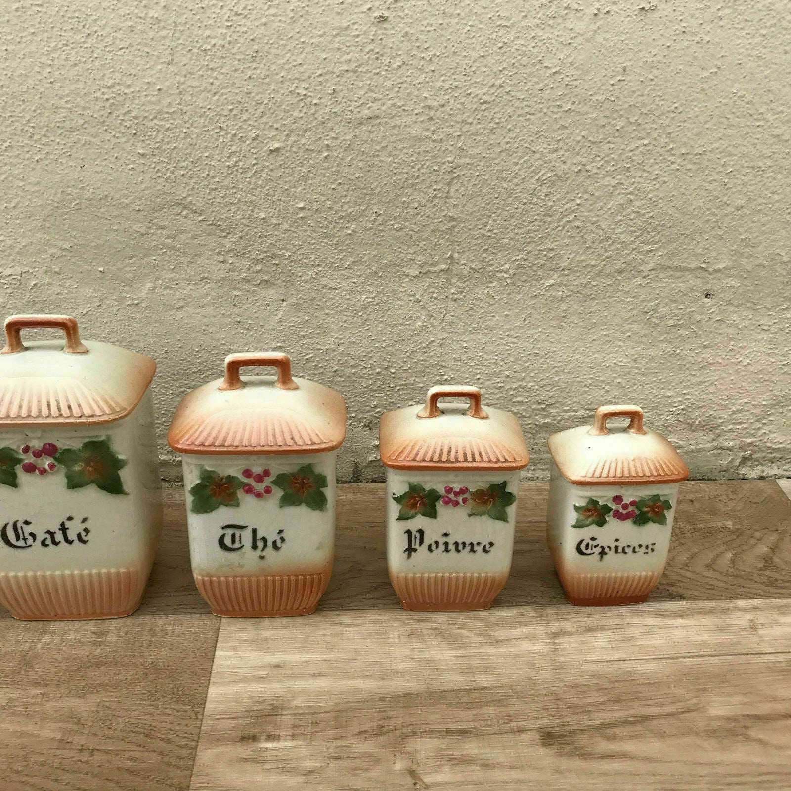 French Kitchen Canisters Ceramic Storage Set Vintage 1900s 09041810 Fleamarketfrance