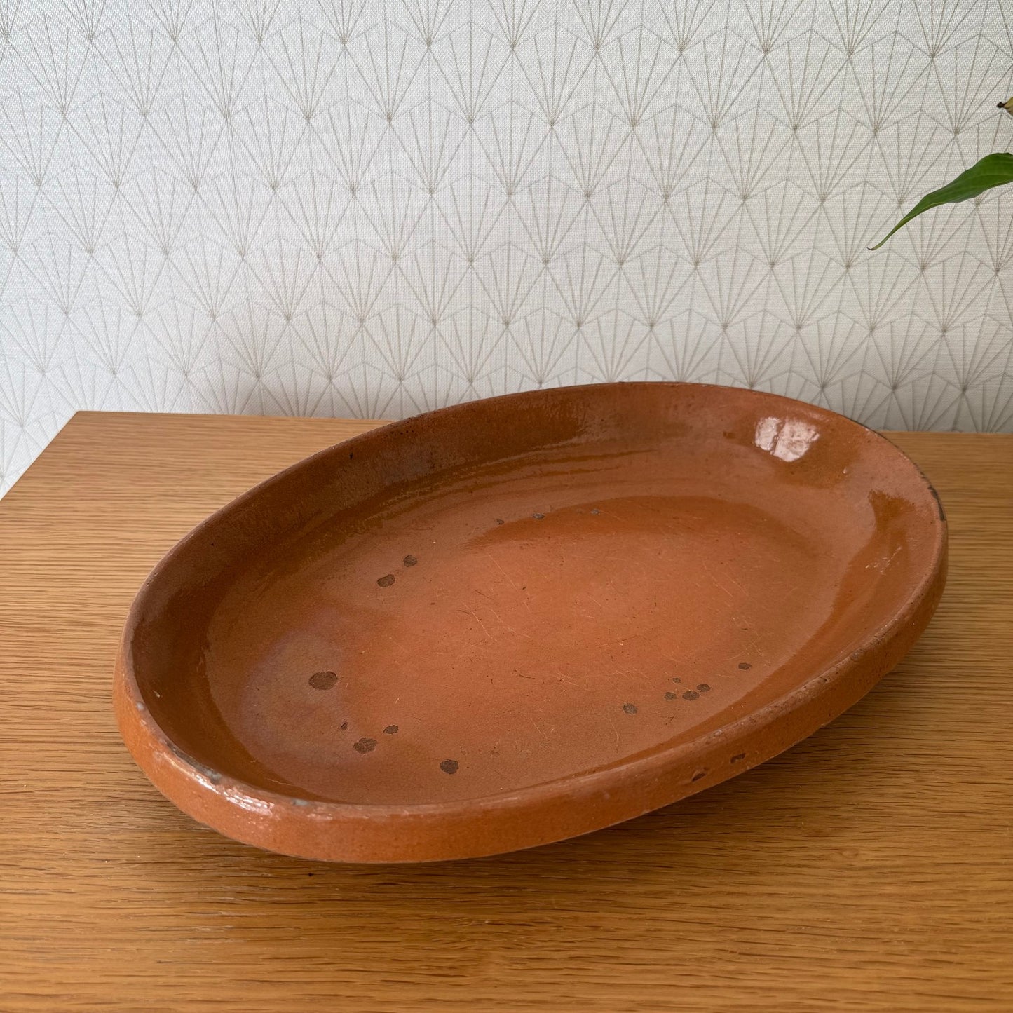 Vintage Handmade French Bakeware 16 3/4 terrine plate gratin oval 04092511