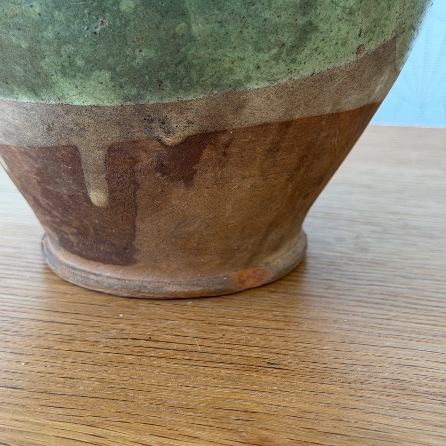 Antique French Green Glazed Water Jug Oil Pottery Terracotta 0107267 Fleamarketfrance