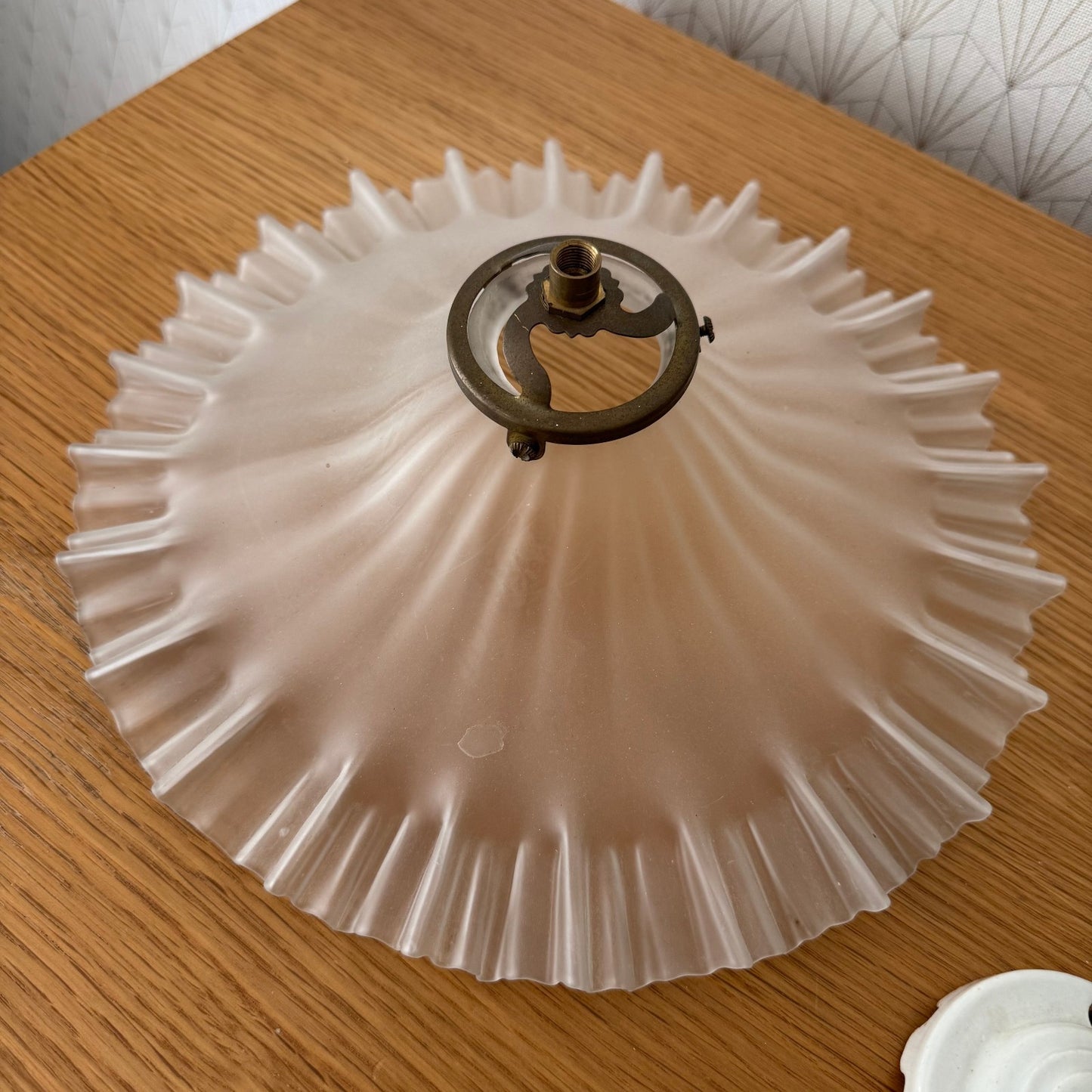 Vintage French Pendant Light Shade Opaline Art Deco Porcelain 2608253