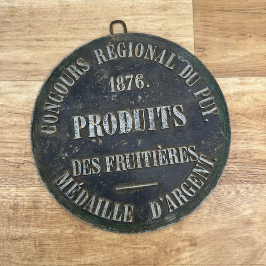 French Antique Agricultural Medal 1876 Bronze Award Plaque Trophy 0309243 Fleamarketfrance