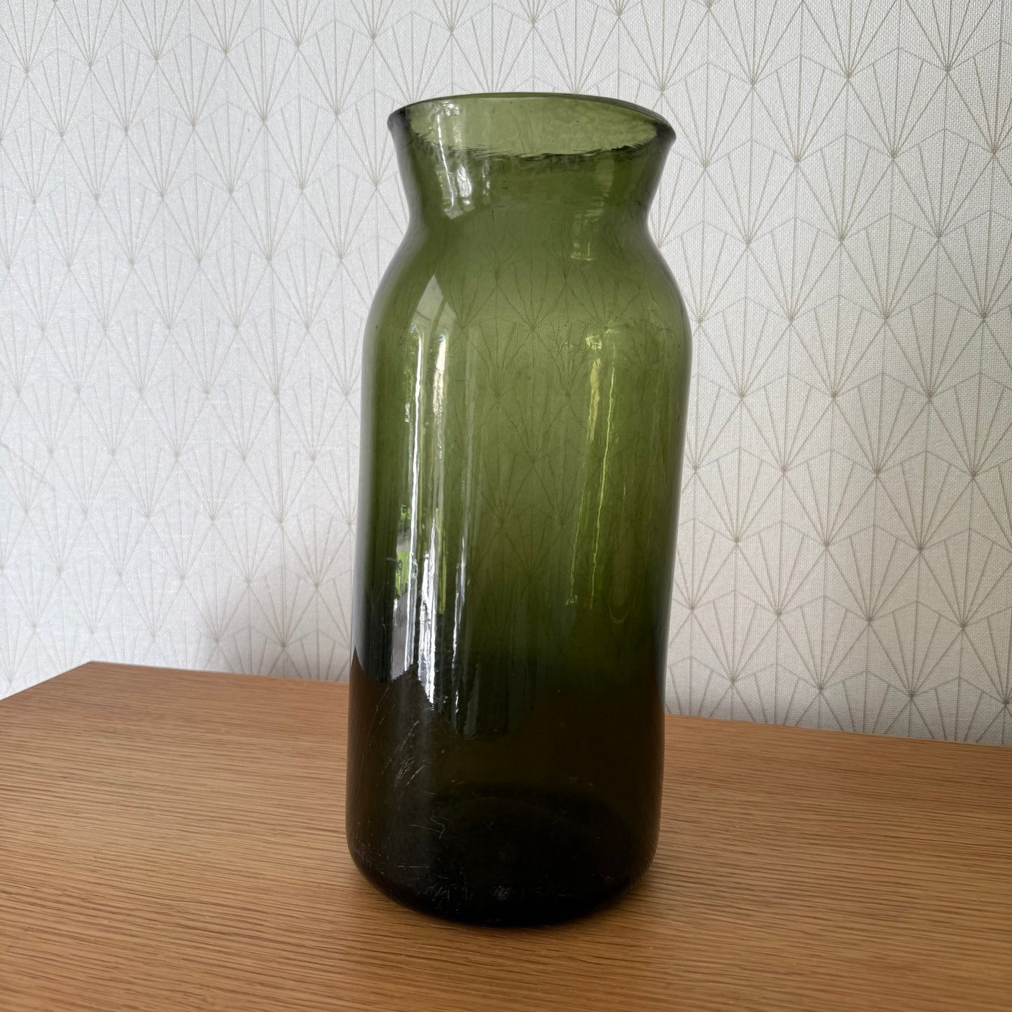 Antique French Hand Blown Green Glass Pickling Truffle Bocal Jar 11 1/2"08092510