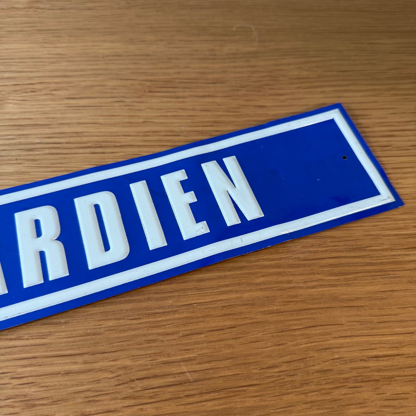 French Street Sign GARDIEN Vintage Blue Enamel Metal Plaque 2212249 Fleamarketfrance