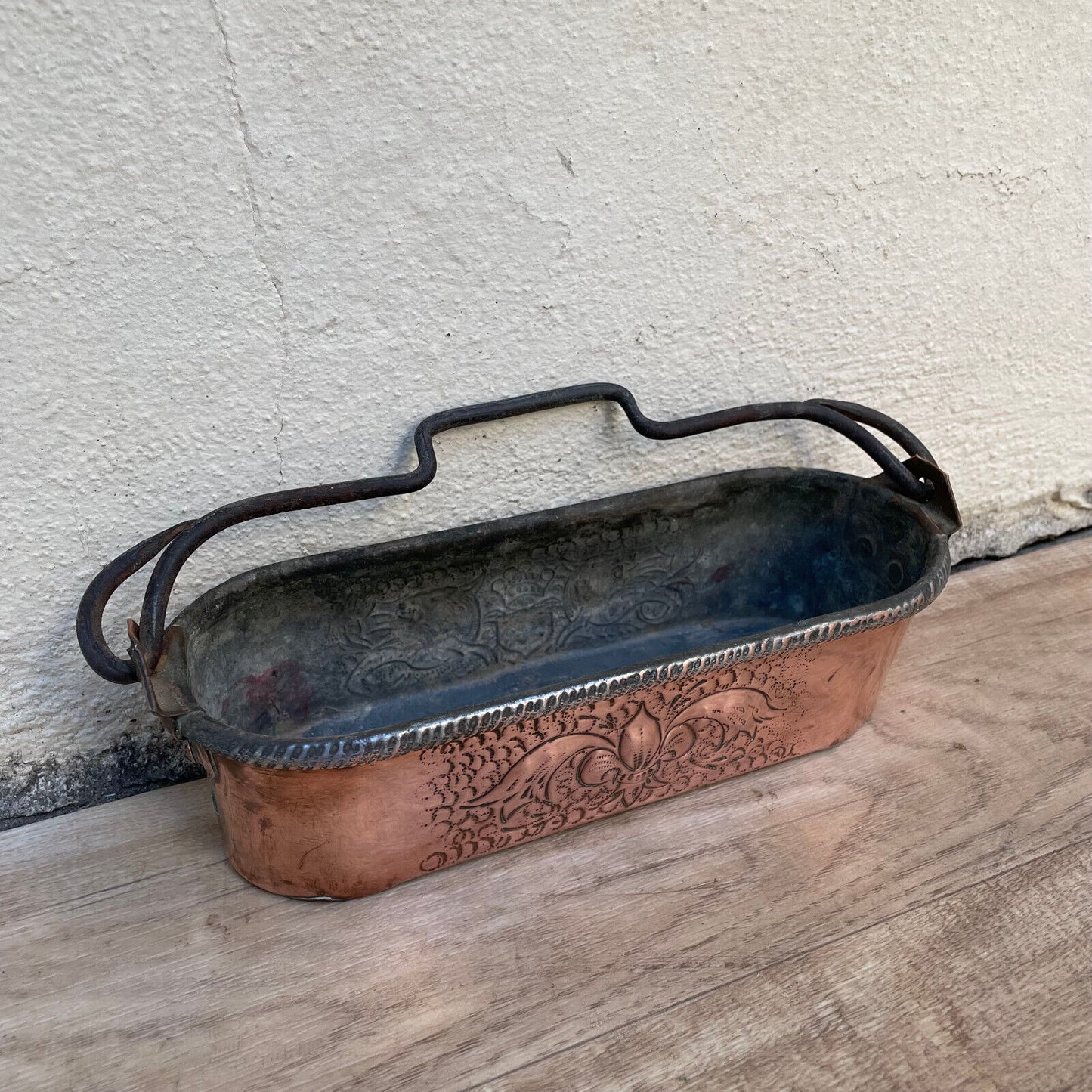 Antique French Copper Fish Kettle Poacher Steamer Planter Lys 1501259 - Fleamarketfrance