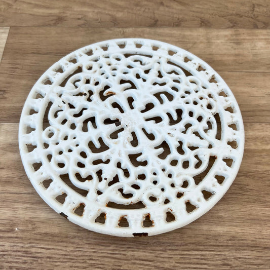 Antique French Cast Iron Trivet White Ornate Decorative Hot Plate 0205222 Unbranded