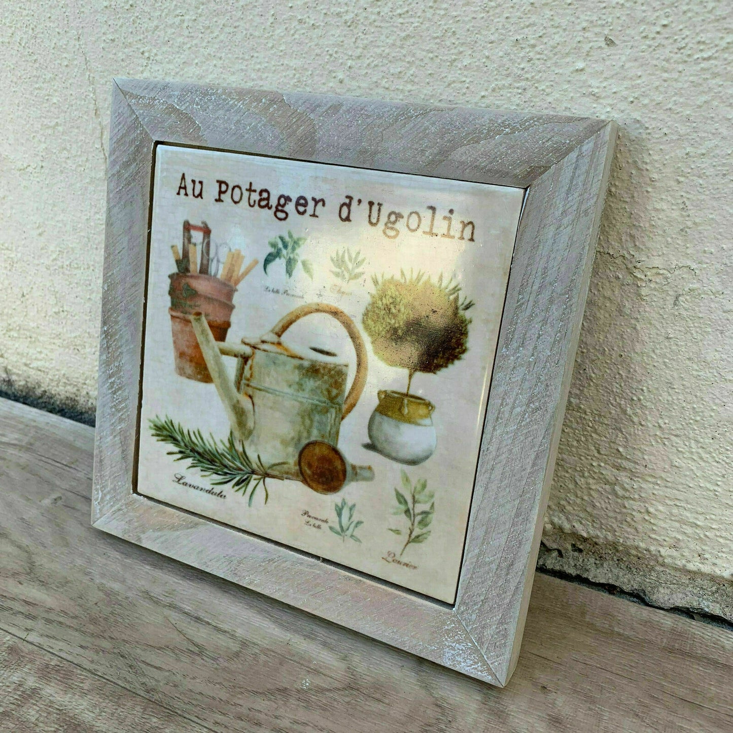 French Kitchen Trivet Provence Ceramic Tile Wood Frame Ugolin 2509212 Unbranded