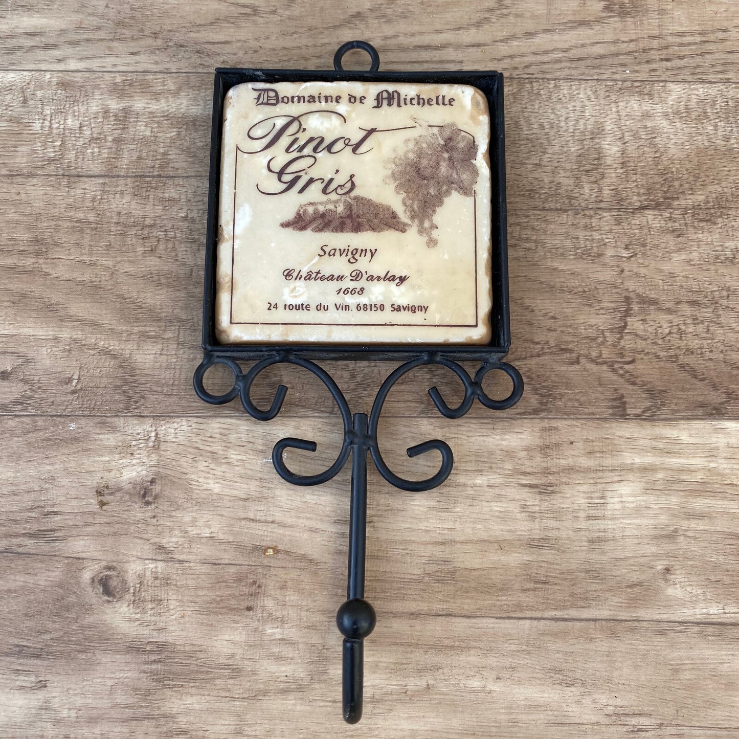 French Wine Kitchen Hook Pinot Gris Metal Towel Rack Hanger Vintage 05082219 Unbranded