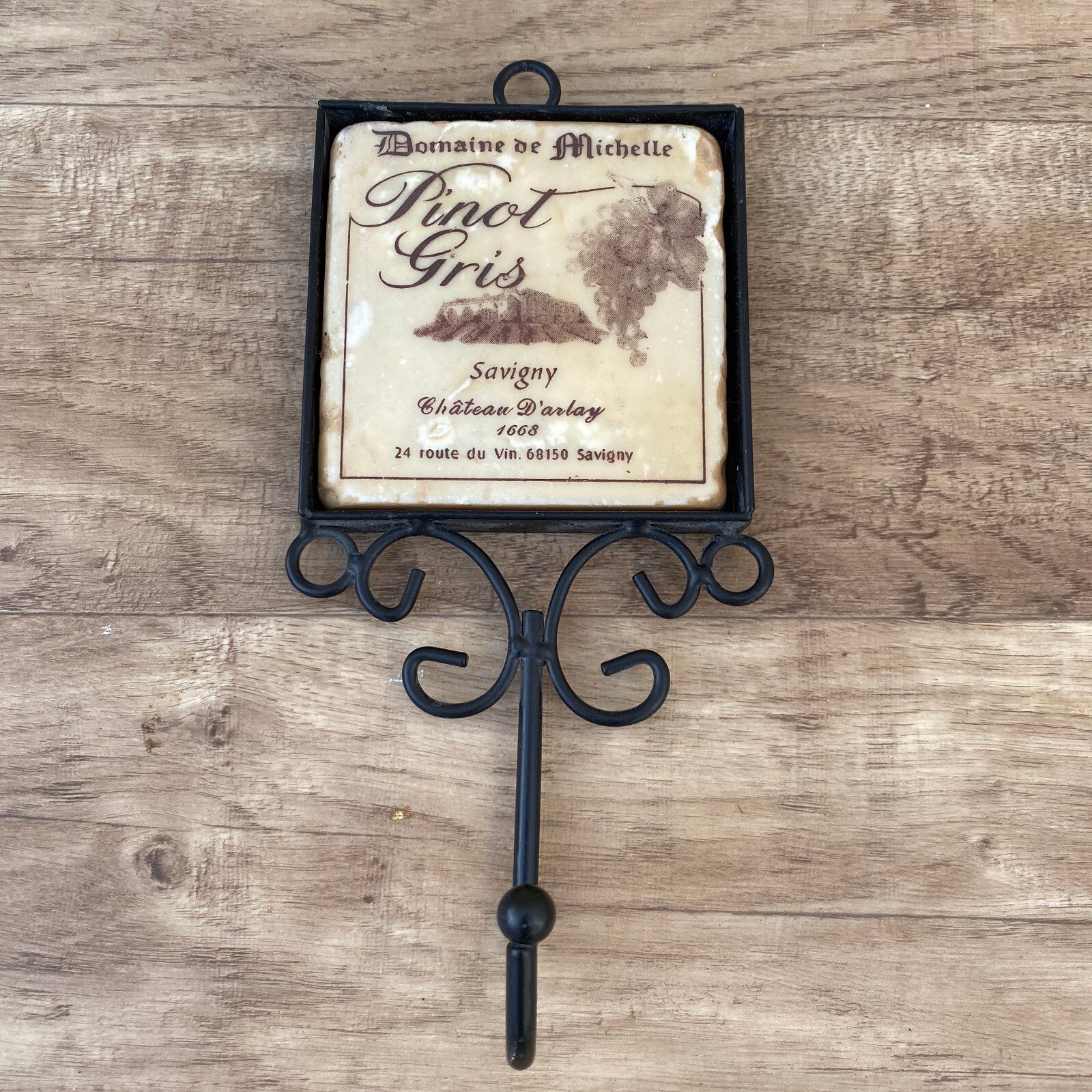 French Wine Kitchen Hook Pinot Gris Metal Towel Rack Hanger Vintage 05082219 Unbranded