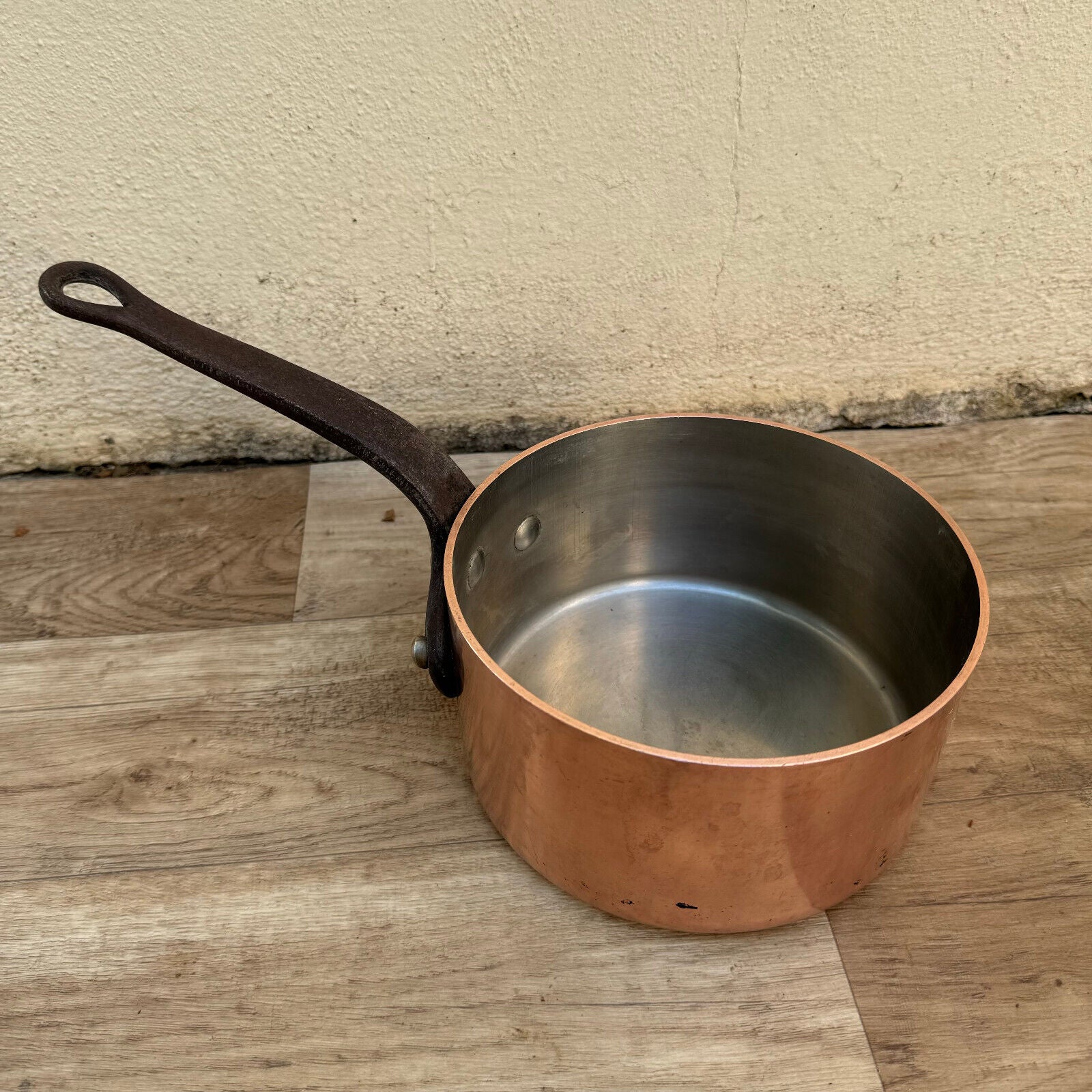 Vintage FRENCH Copper PAN TIN LINING chef 2.4kg 3mm 2107243 - Fleamarketfrance