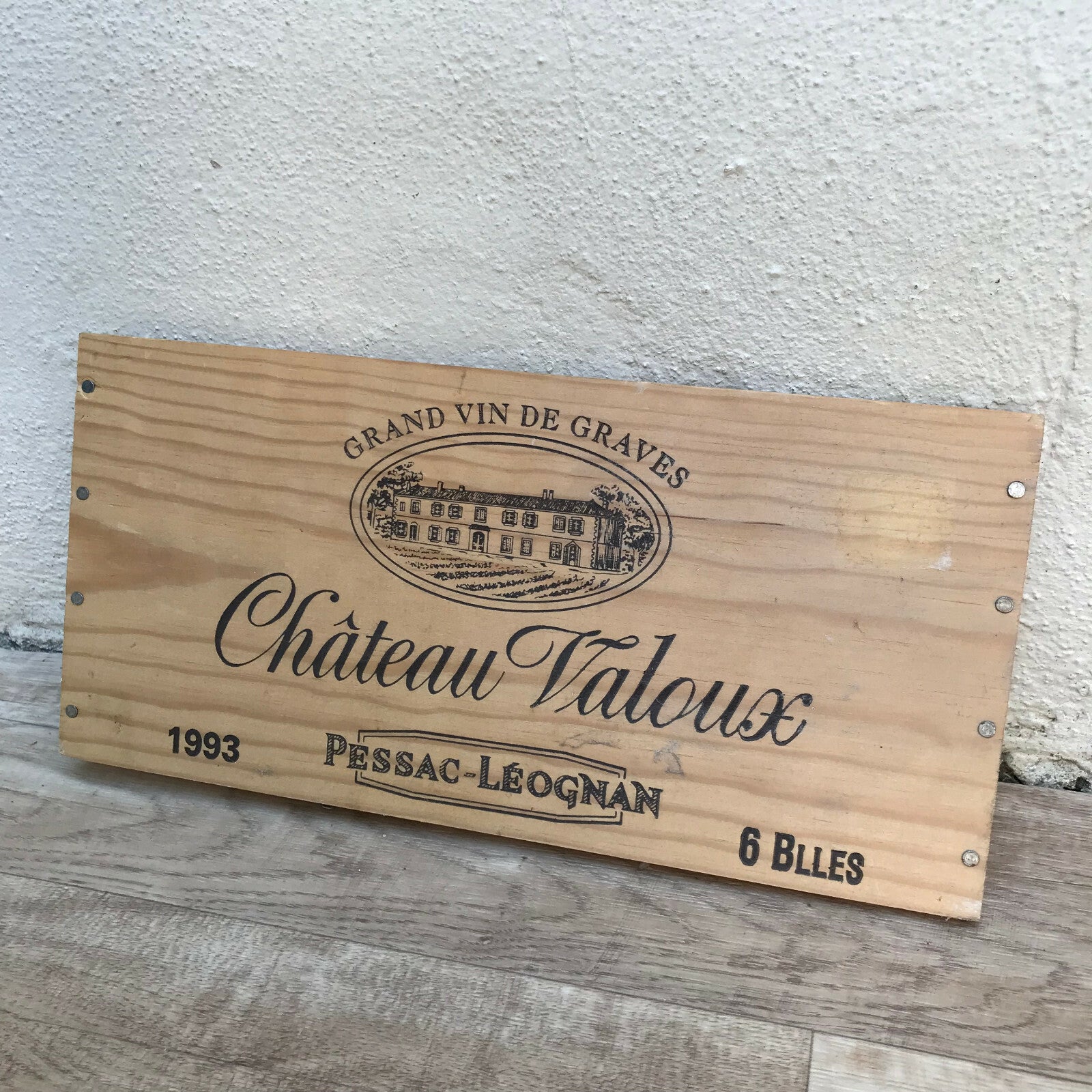 Vintage French Wine Crate Panel Chateau Valoux Bordeaux 1993 08032211 Château Valoux