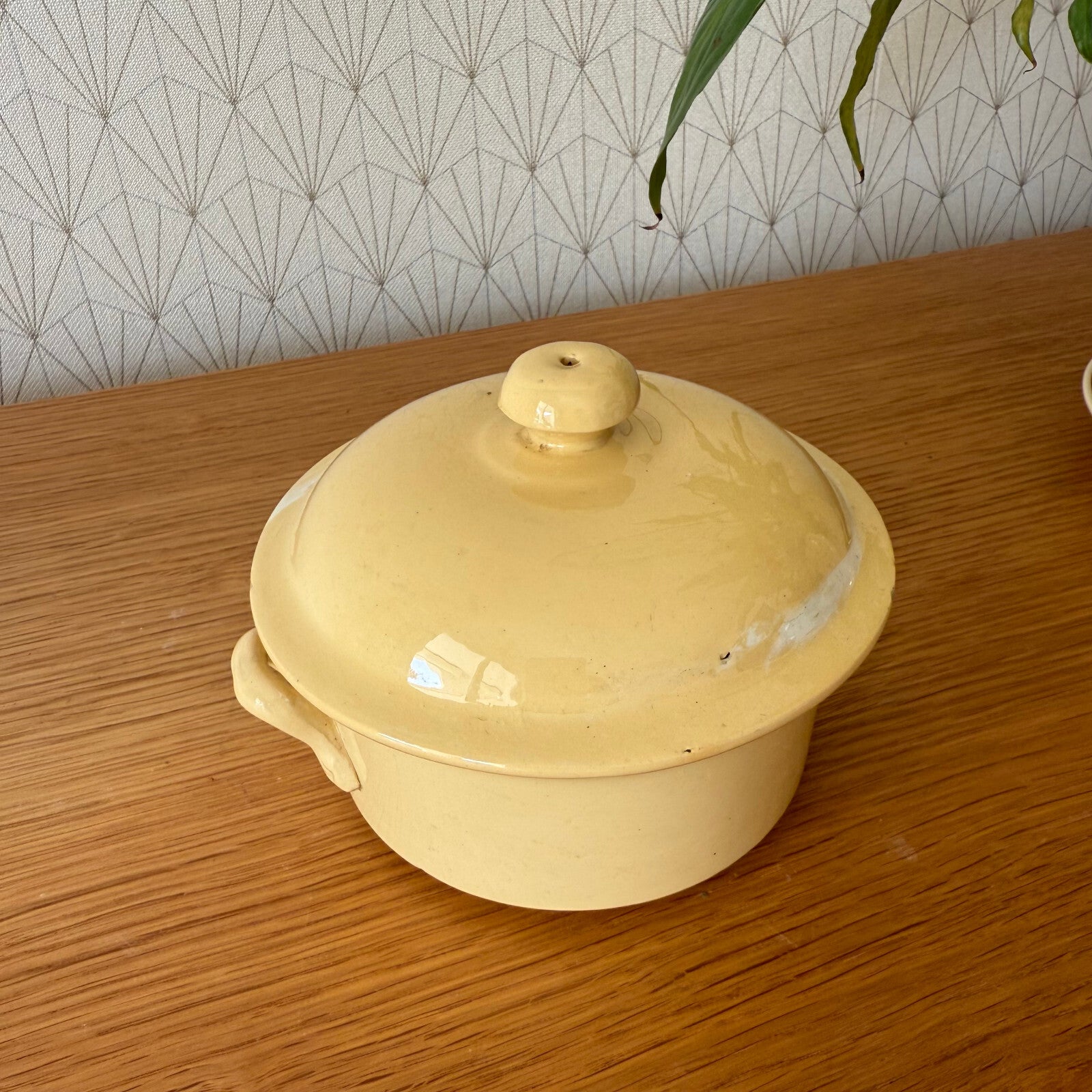 Vintage French Terrine Pot Yellow Ceramic Luneville Pottery 11012513 Luneville