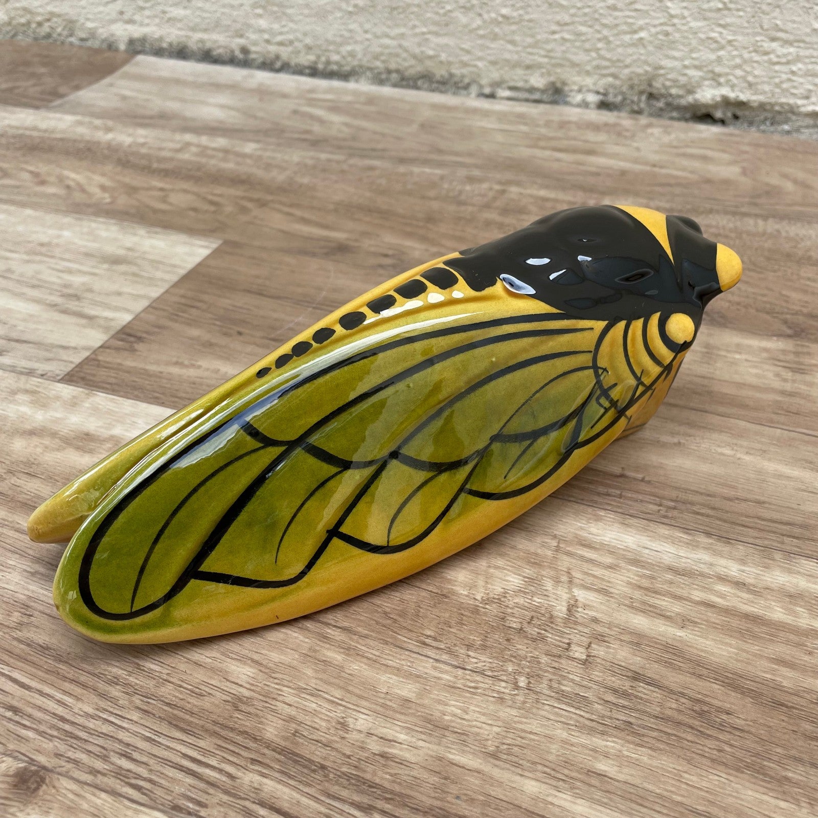 Vintage French Majolica Cicada Wall Pocket Vase Provence 0910251* Unmarked