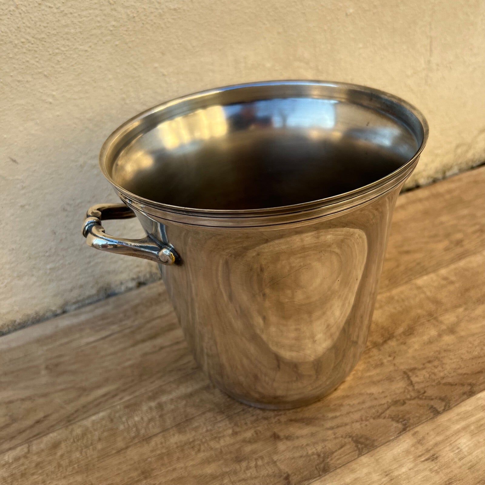 French Silverplate Ice Bucket Champagne Wine Cooler Vintage 1950s 09032513 Unbranded