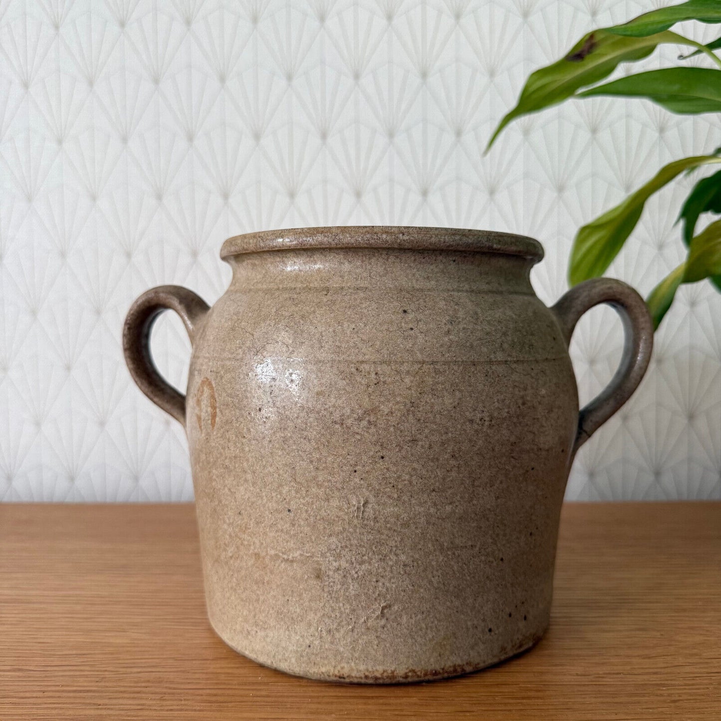 HANDMADE GLAZED STONEWARE ANTIQUE FRENCH CONFIT POT 2502255 Unmarked