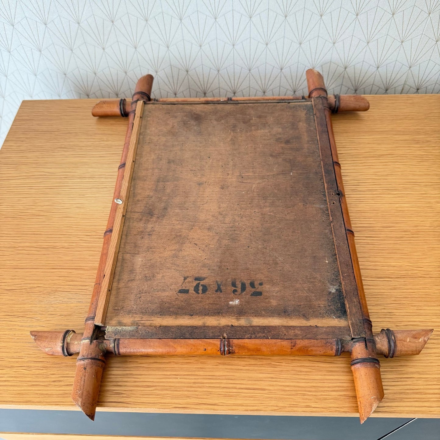 Vintage French wood faux bamboo  WALL-HANGING MIRROR 0210251