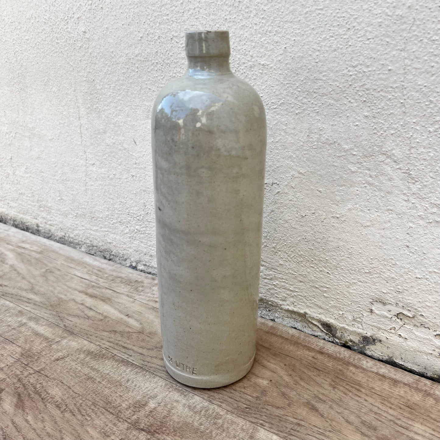 Antique French Stoneware Bottle 3/4 Litre Wine Jug 27cm Ceramic 15122411 Unmarked