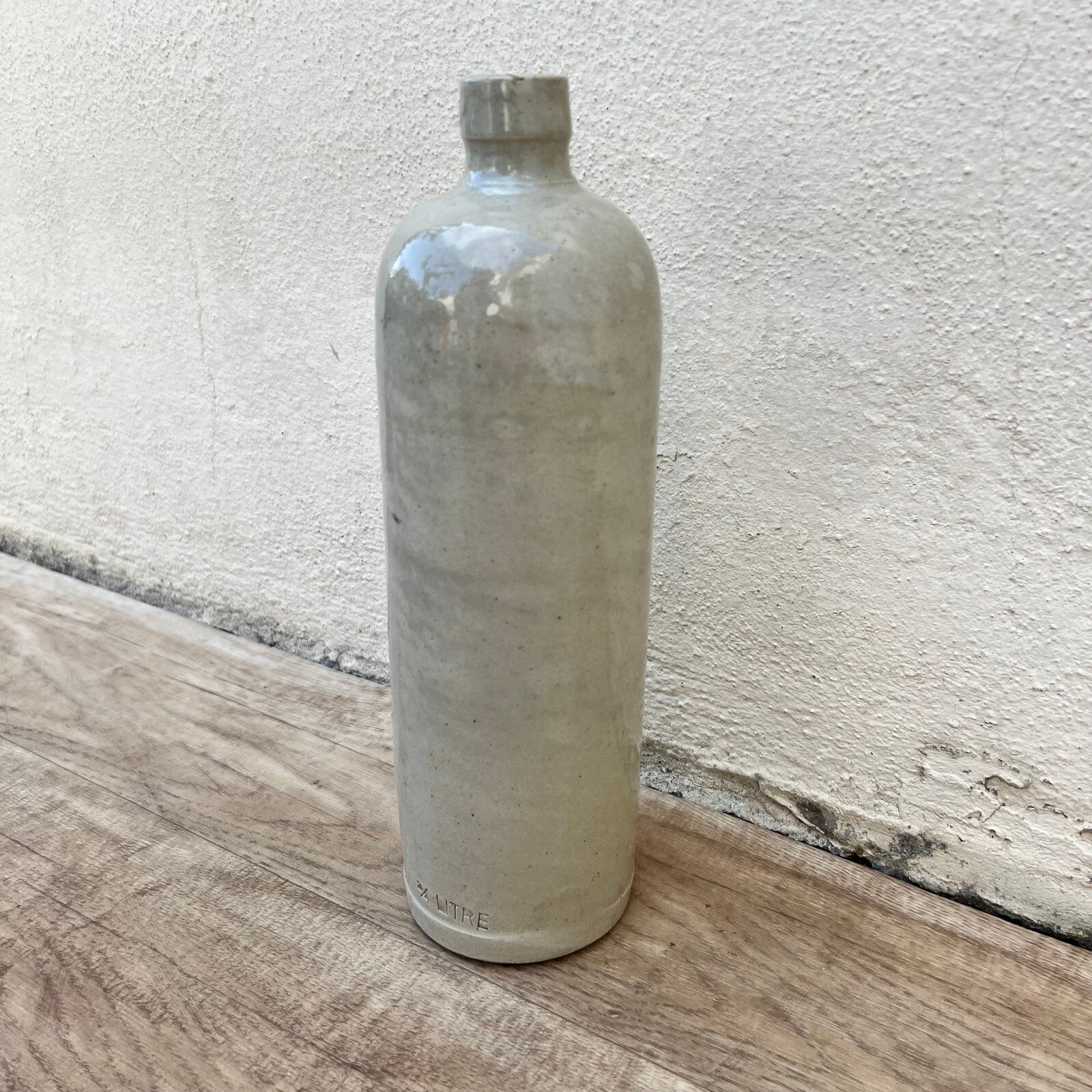 Antique French Stoneware Bottle 3/4 Litre Wine Jug 27cm Ceramic 15122411 Unmarked