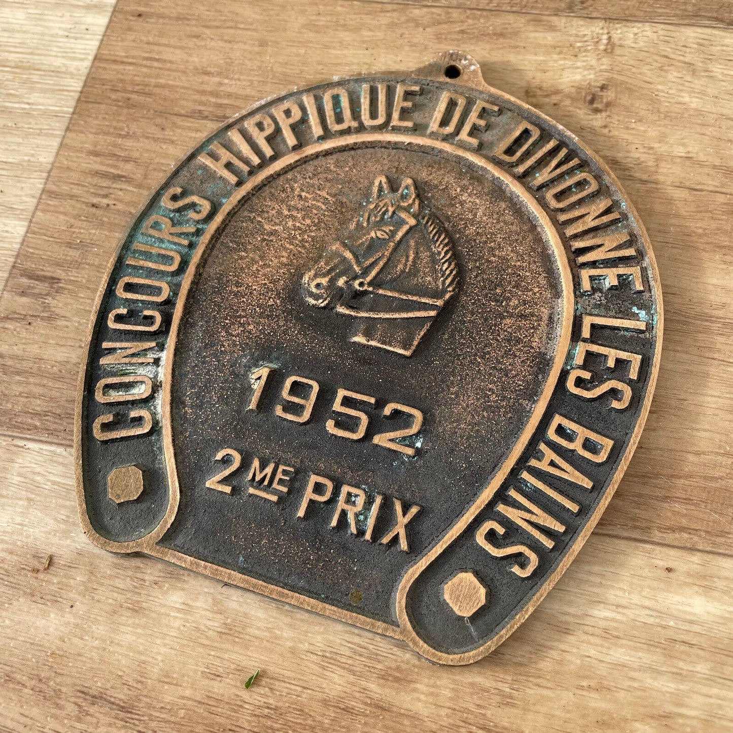 FRENCH VINTAGE AGRICULTURE PLAQUE TROPHY AWARD HORSES PRIZE SIGN 1952 11032521