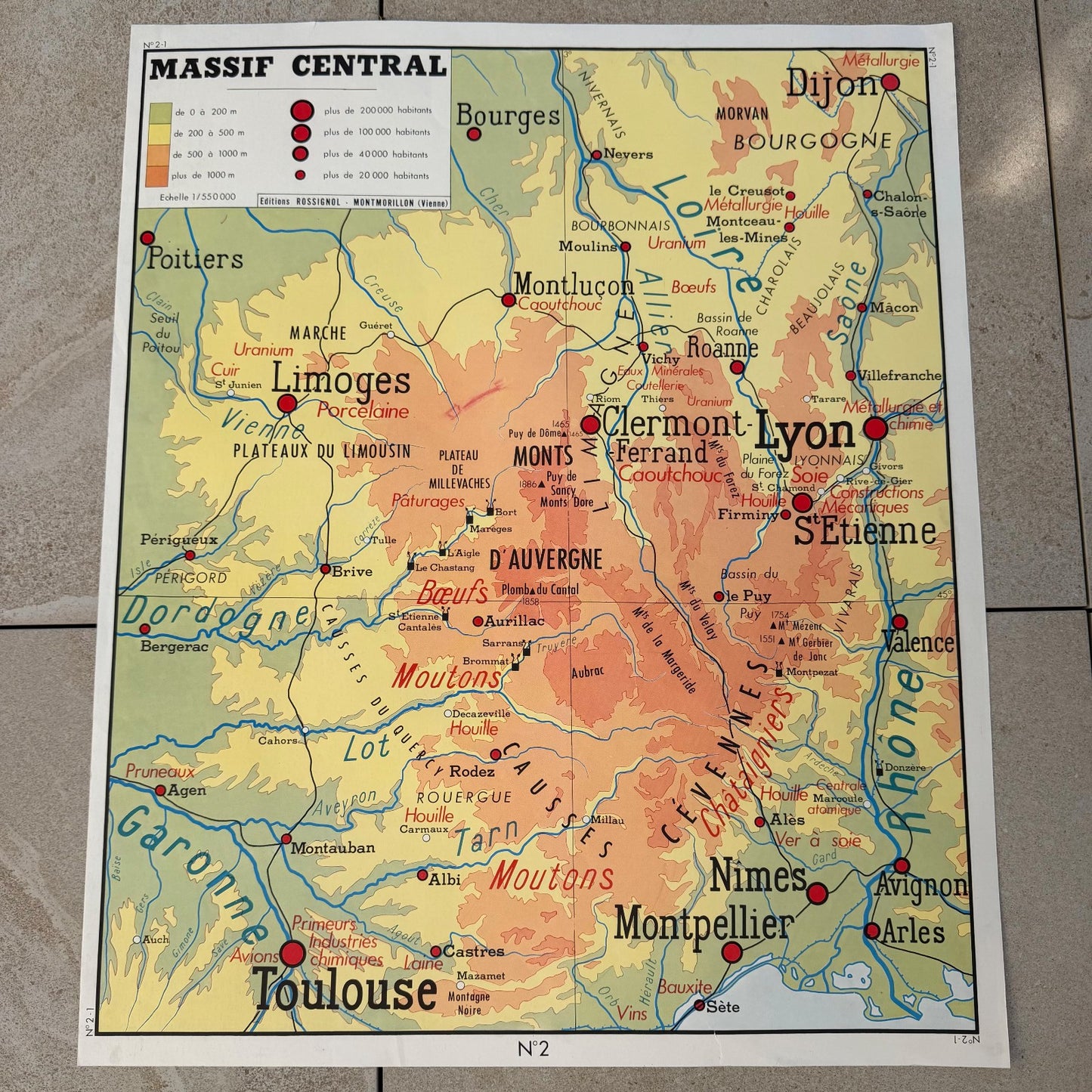Vintage French Educational School Geography Map Poster 90x75cm 2008267 Fleamarketfrance