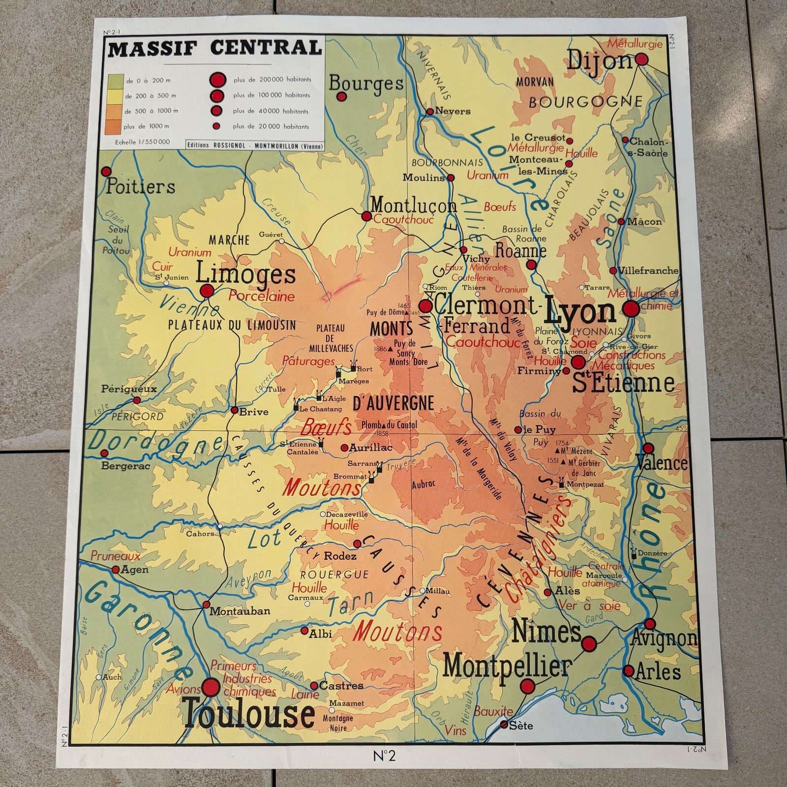 Vintage French Educational School Geography Map Poster 90x75cm 2008267 Fleamarketfrance