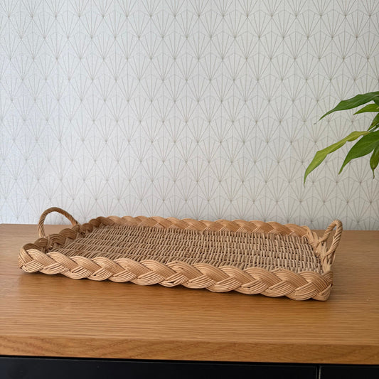 French Wicker Basket Vintage Rattan Bakery Display Pastry Cheese 04072518