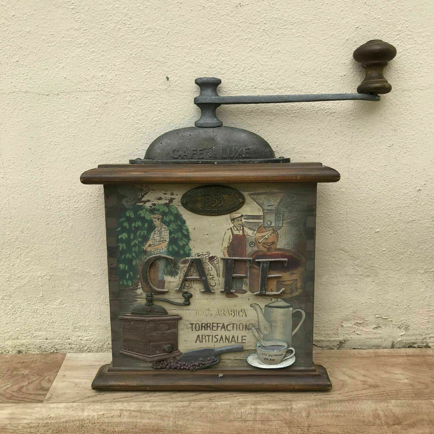 French Coffee Grinder Decorative Wood CAFE Wall Art Kitchen Decor 0107181 Unbranded