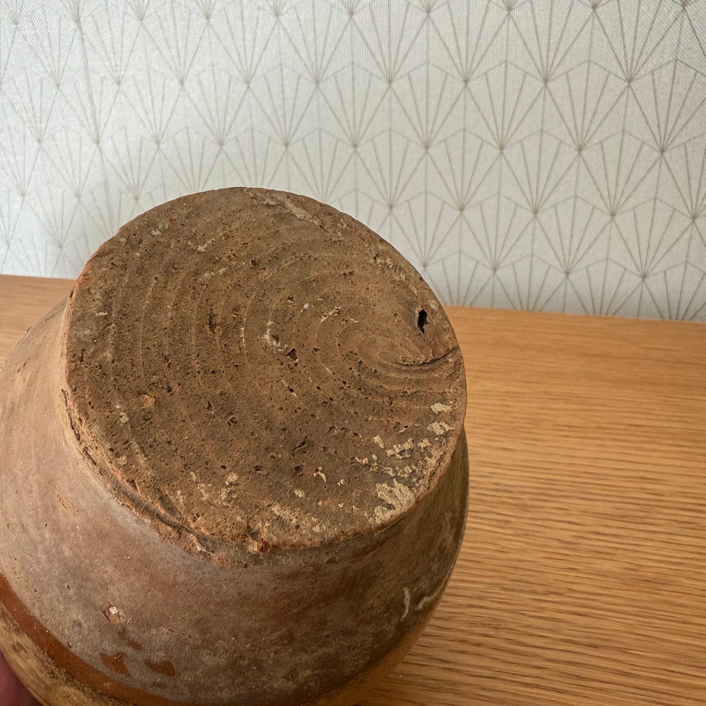 HANDMADE GLAZED YELLOW ANTIQUE FRENCH CONFIT JAM POT SMALL TERRACOTTA 0809254