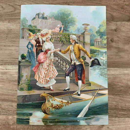 Vintage French Poster old french scene Louis XIV XV DEPART EN NACELLE 1308191 - Fleamarketfrance