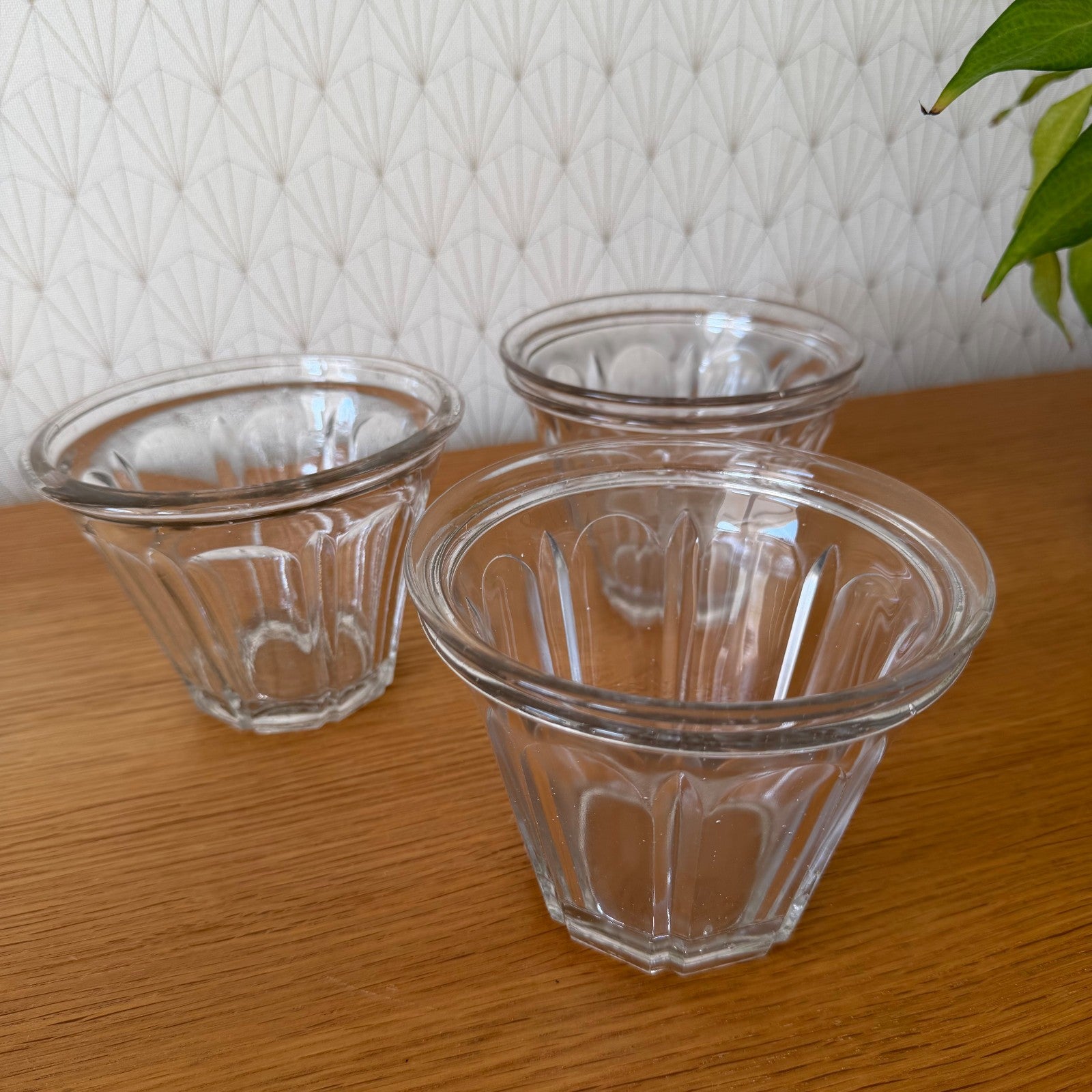 3 Large Vintage French Glass Jam Jelly Jar Pot Faceted Preserving Glass 1812253 Fleamarketfrance : French vintage and antique decor