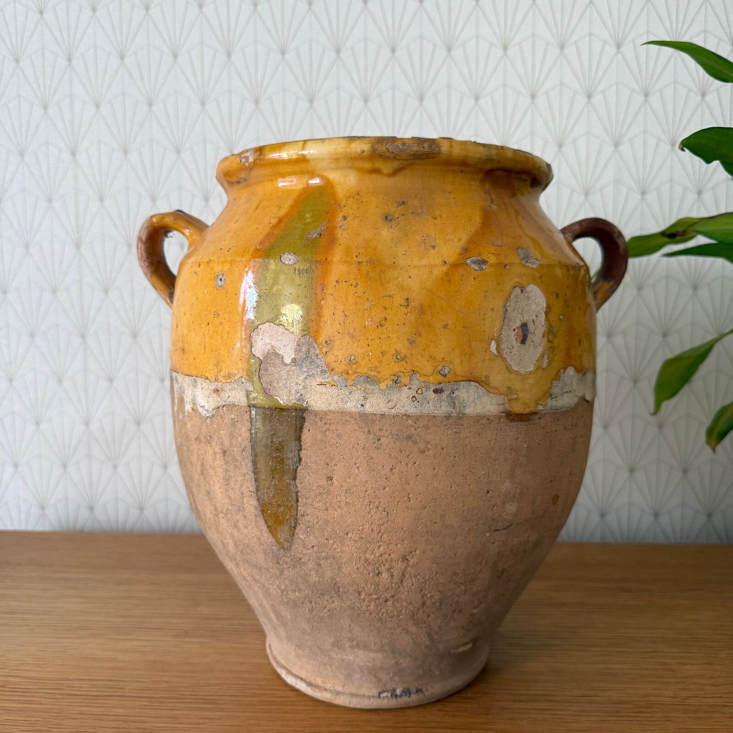 Antique French Confit Pot Yellow Glazed Terracotta Pottery 2302257 Unmarked
