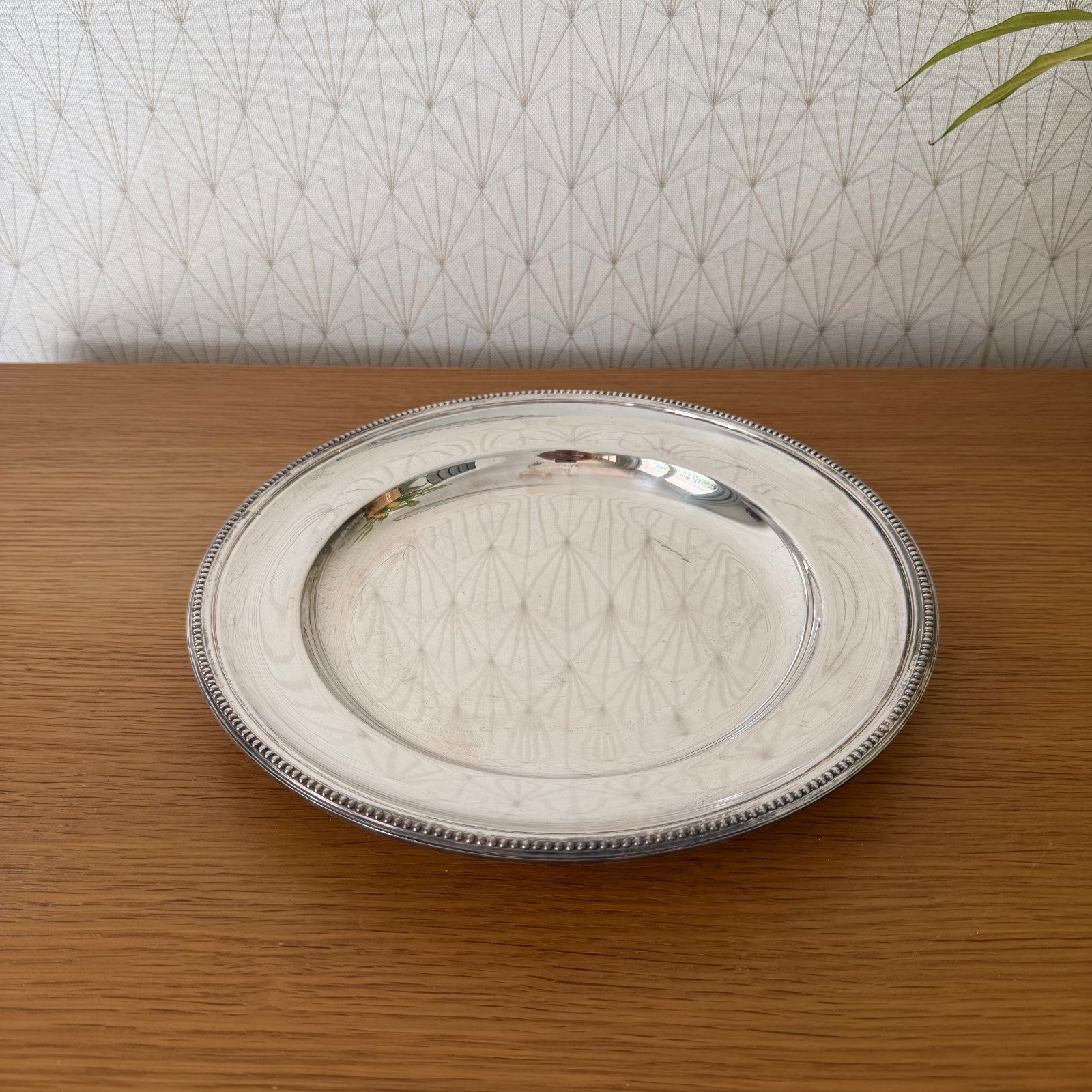 Christofle Silverplate Pearl Beaded French Round Serving Tray 26072612 ercuis